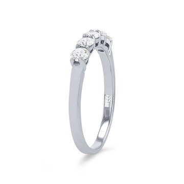 Five Stone Diamond Wedding Band In White Gold 14K