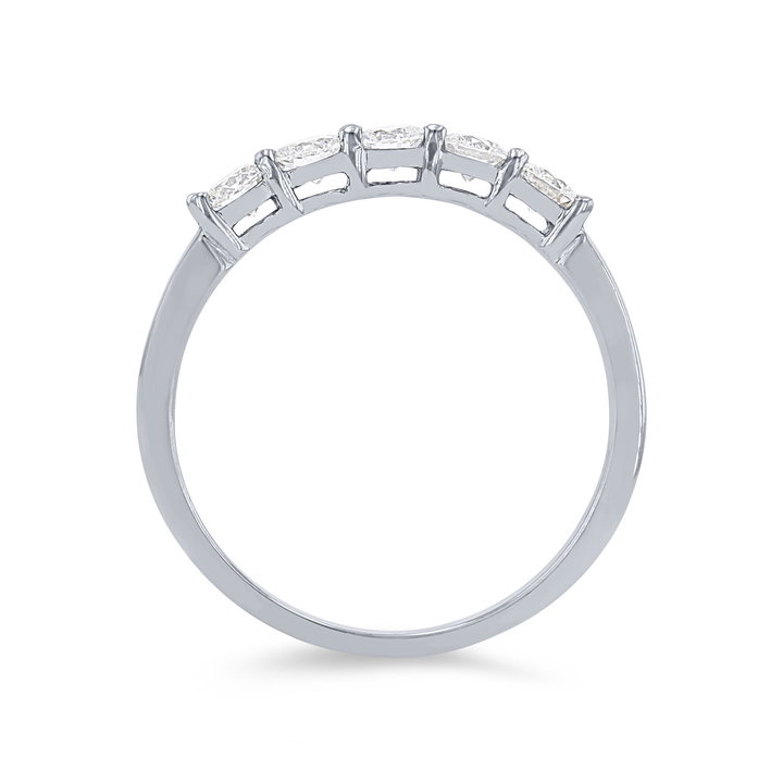 Five Stone Diamond Wedding Band In White Gold 14K