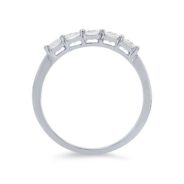Five Stone Diamond Wedding Band In White Gold 14K