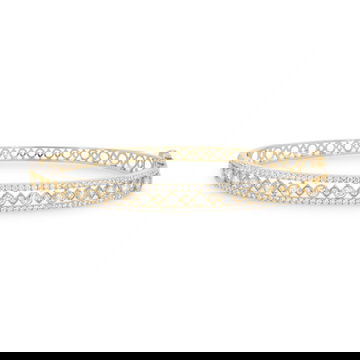 Three Row Bezel Diamond Bangle Bracelet