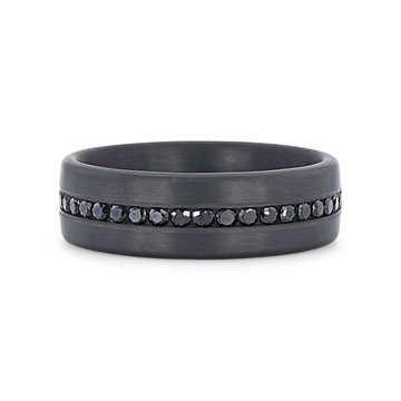 Black Diamond 7.5mm Wedding Band In Tantalum