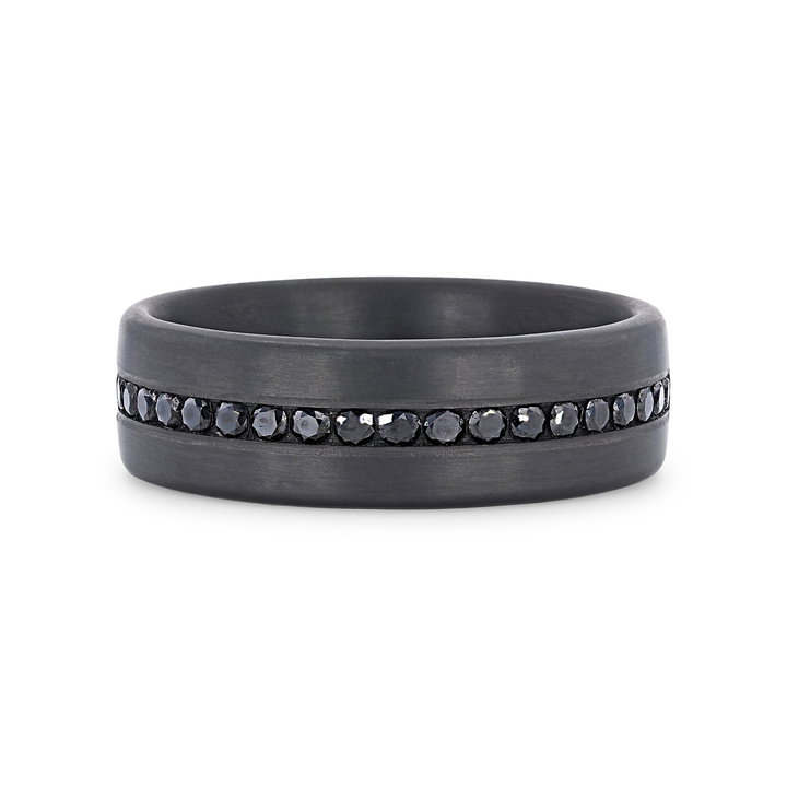 Black Diamond 7.5mm Wedding Band In Tantalum