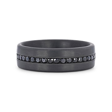 Black Diamond 7.5mm Wedding Band In Tantalum