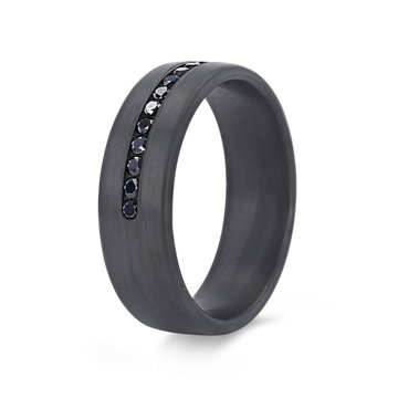 Black Diamond 7.5mm Wedding Band In Tantalum