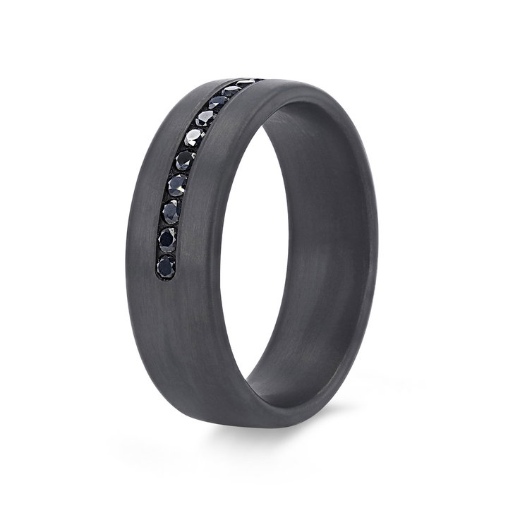 Black Diamond 7.5mm Wedding Band In Tantalum