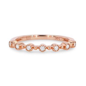 Milgrain Bezel Diamond Wedding Band In White Gold 14K