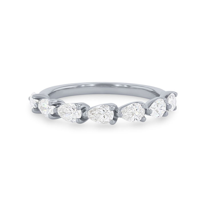 White Gold 18K Horizontal Pear Diamond Wedding Band