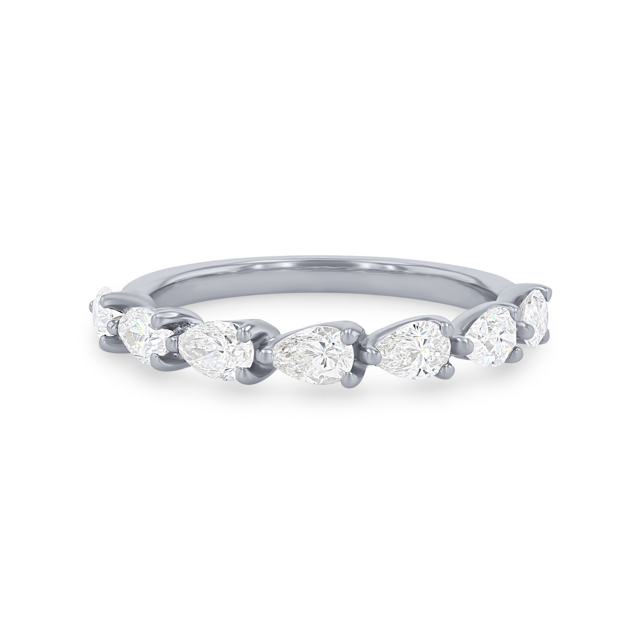 Horizontal Pear Diamond Wedding Band 0