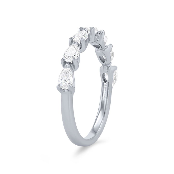 White Gold 18K Horizontal Pear Diamond Wedding Band
