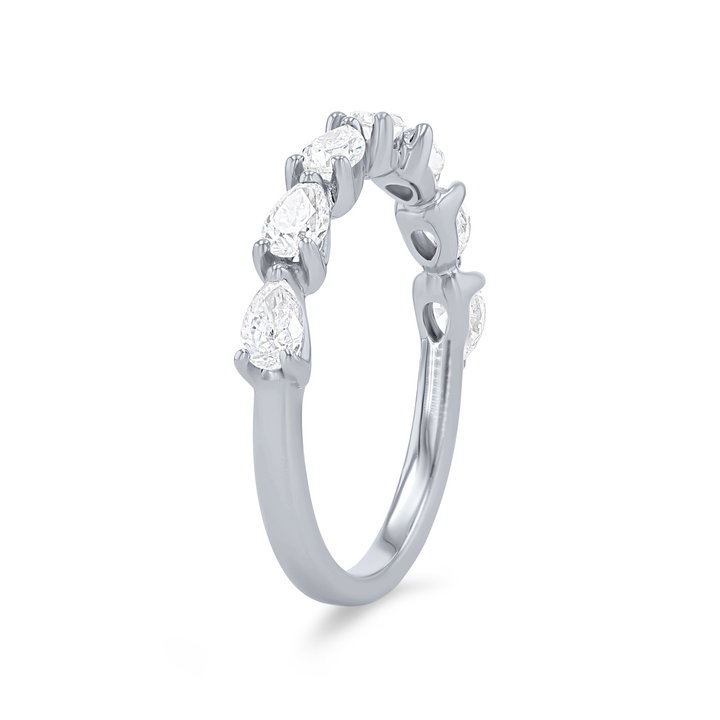 Horizontal Pear Diamond Wedding Band In White Gold 18K