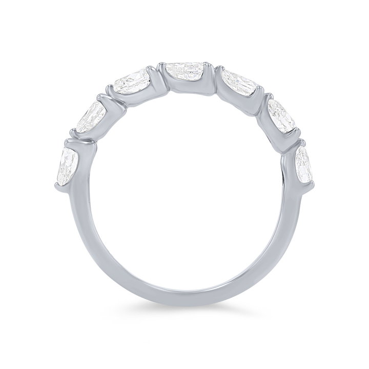 Horizontal Pear Diamond Wedding Band In White Gold 18K