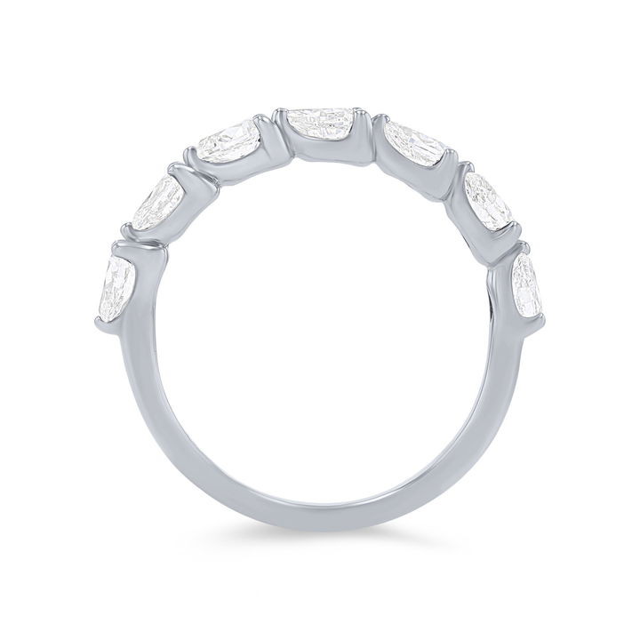 White Gold 18K Horizontal Pear Diamond Wedding Band
