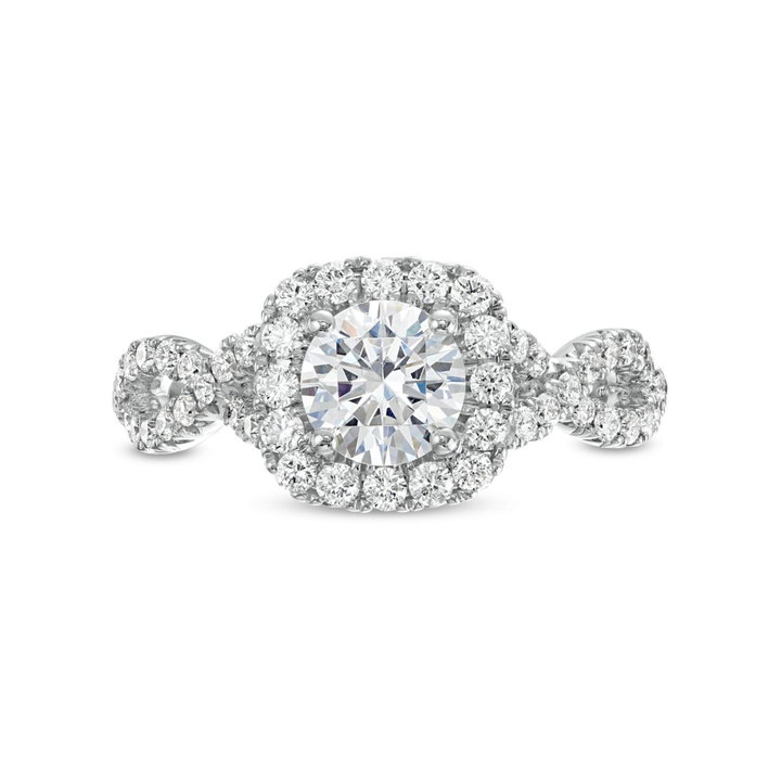 Cushion Halo Twist Engagement Setting by Adorette In White Gold 14K