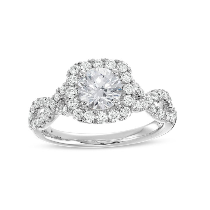 Cushion Halo Twist Engagement Setting by Adorette In White Gold 14K