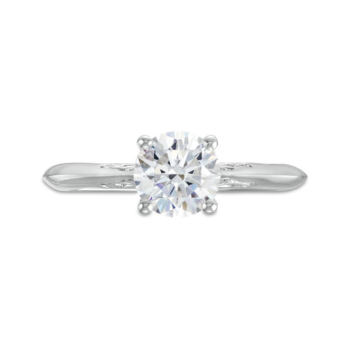 White Gold 14K Solitaire Filigree Cathedral Knife Edge Engagement Setting