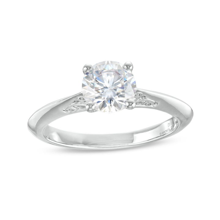 White Gold 14K Solitaire Filigree Cathedral Knife Edge Engagement Setting