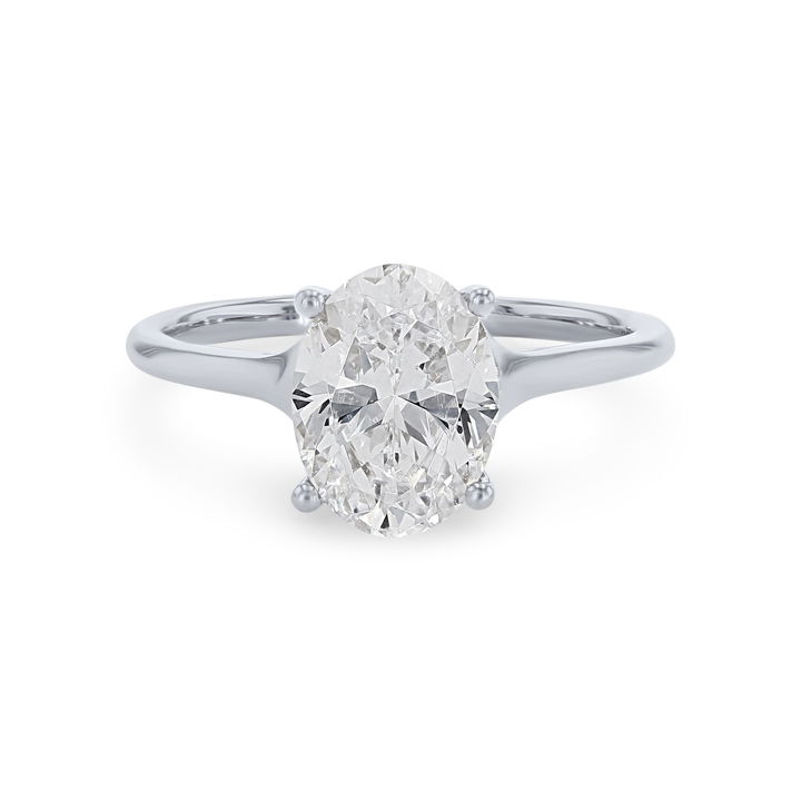 White Gold 14K Oval Solitaire Cathedral Tapered Engagement Setting