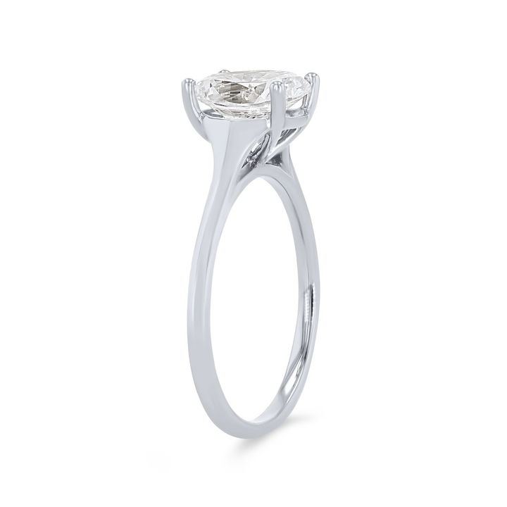 White Gold 14K Oval Solitaire Cathedral Tapered Engagement Setting