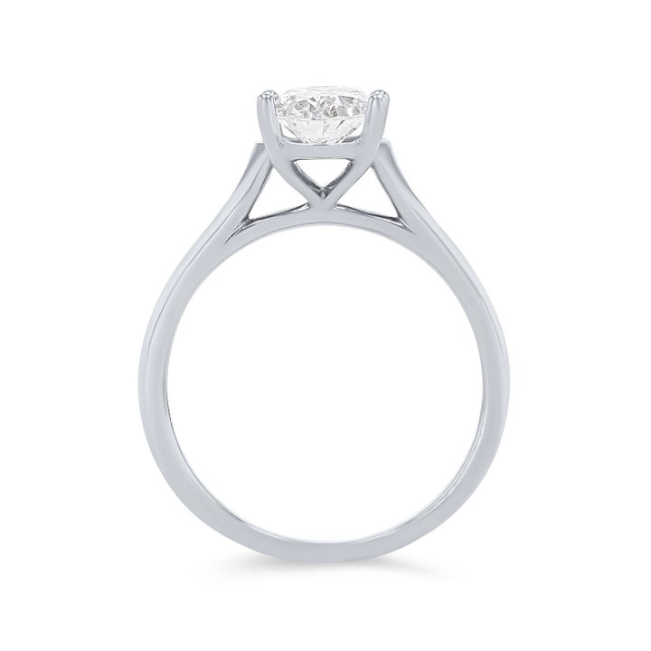 White Gold 14K Oval Solitaire Cathedral Tapered Engagement Setting