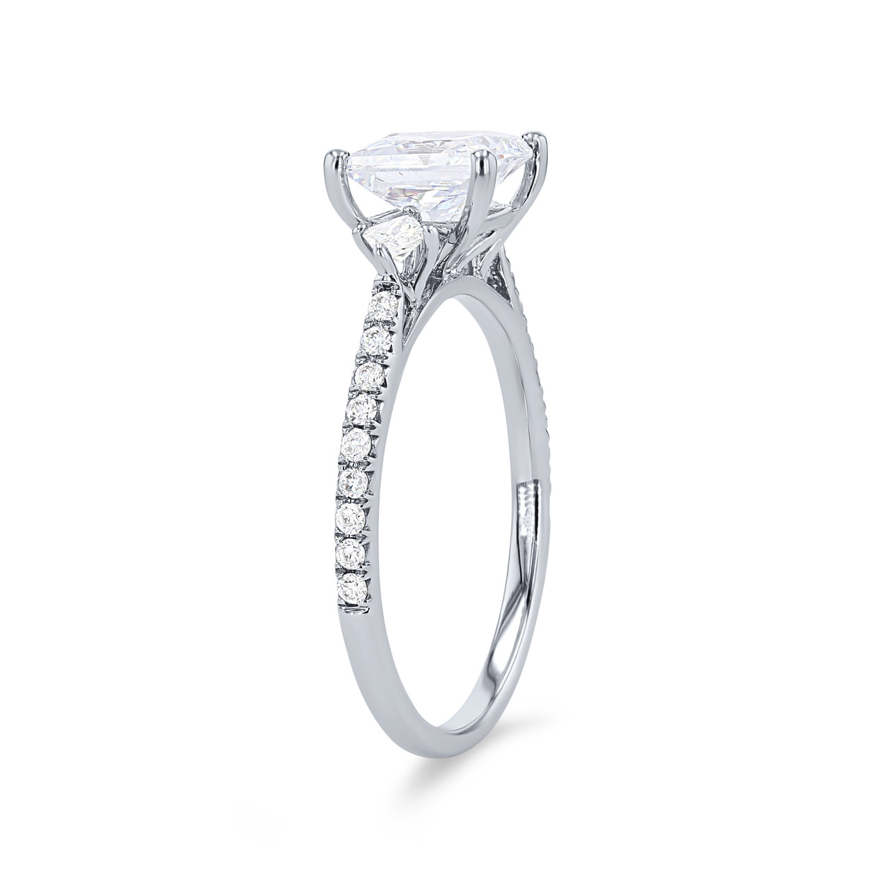 Three Stone Princess Diamond Offset Engagement Setting
