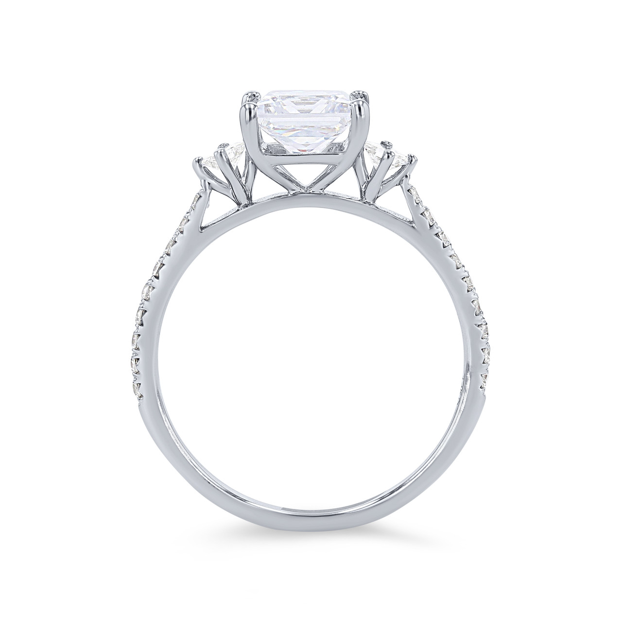Three Stone Princess Diamond Offset Engagement Setting