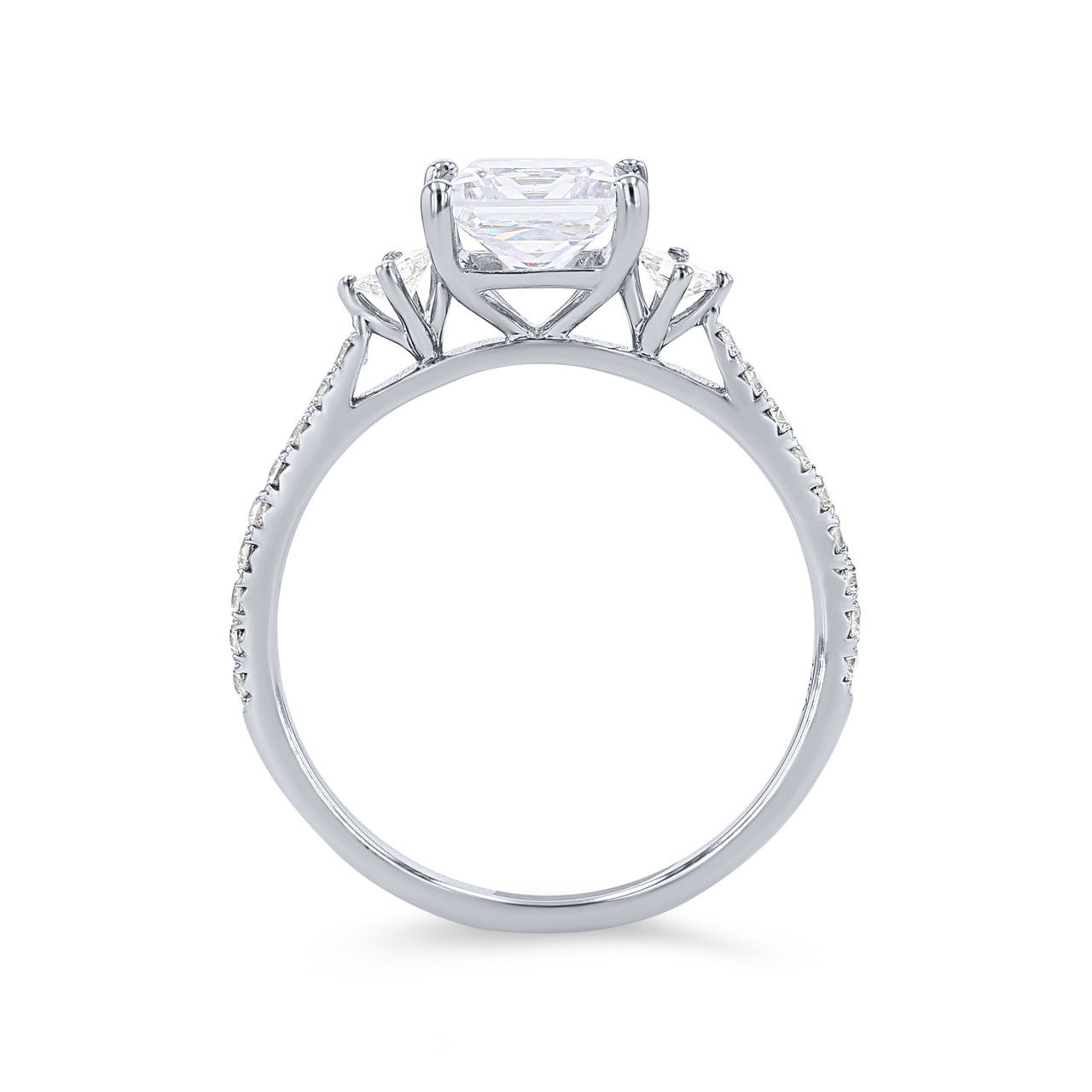 Three Stone Princess Diamond Offset Engagement Setting