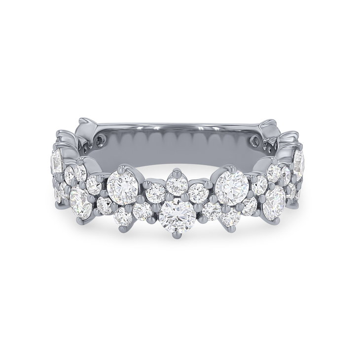 Two Row Mirrored Alternating Wedding Band In White Gold 14K