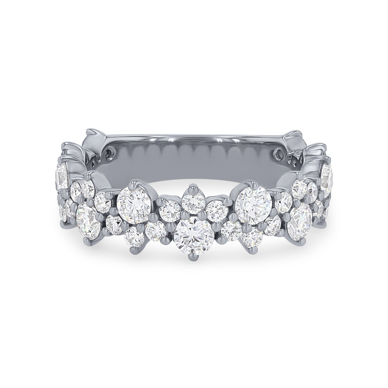 Two Row Mirrored Alternating Wedding Band