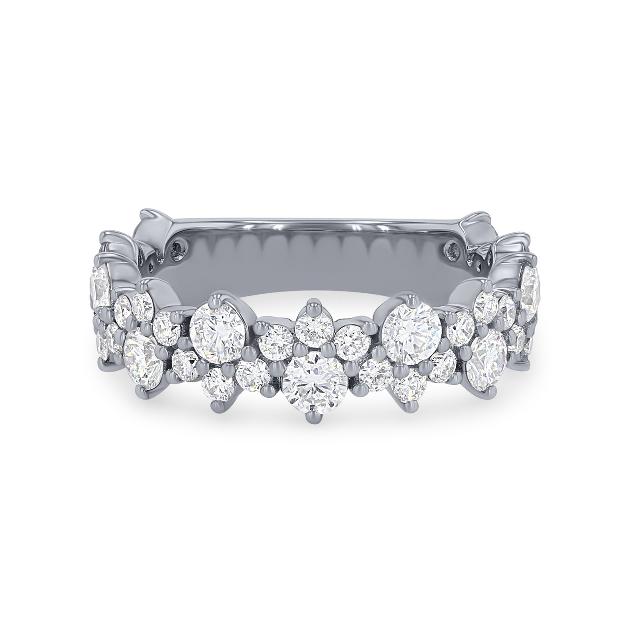 Two Row Mirrored Alternating Wedding Band
