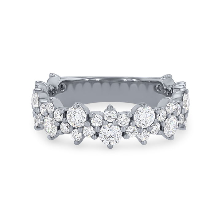 Platinum Two Row Mirrored Alternating Wedding Band