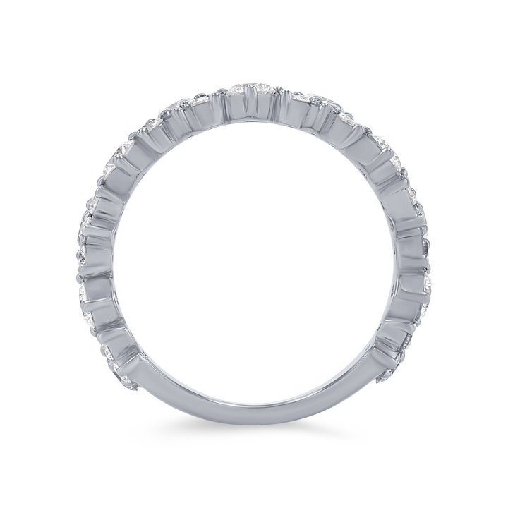 Two Row Mirrored Alternating Wedding Band In White Gold 14K