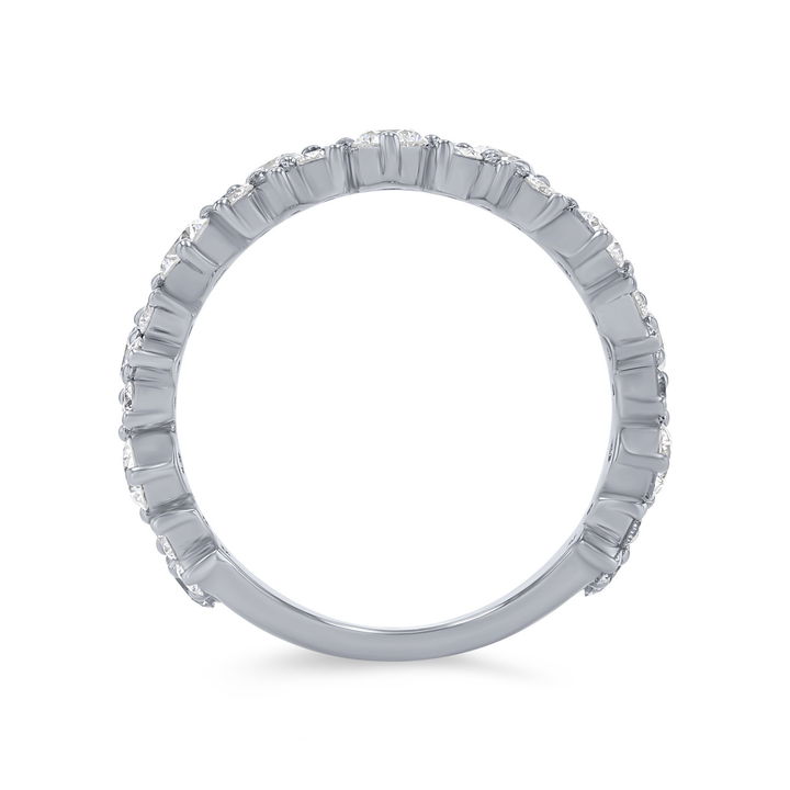 Platinum Two Row Mirrored Alternating Wedding Band