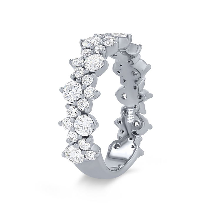 Platinum Two Row Mirrored Alternating Wedding Band