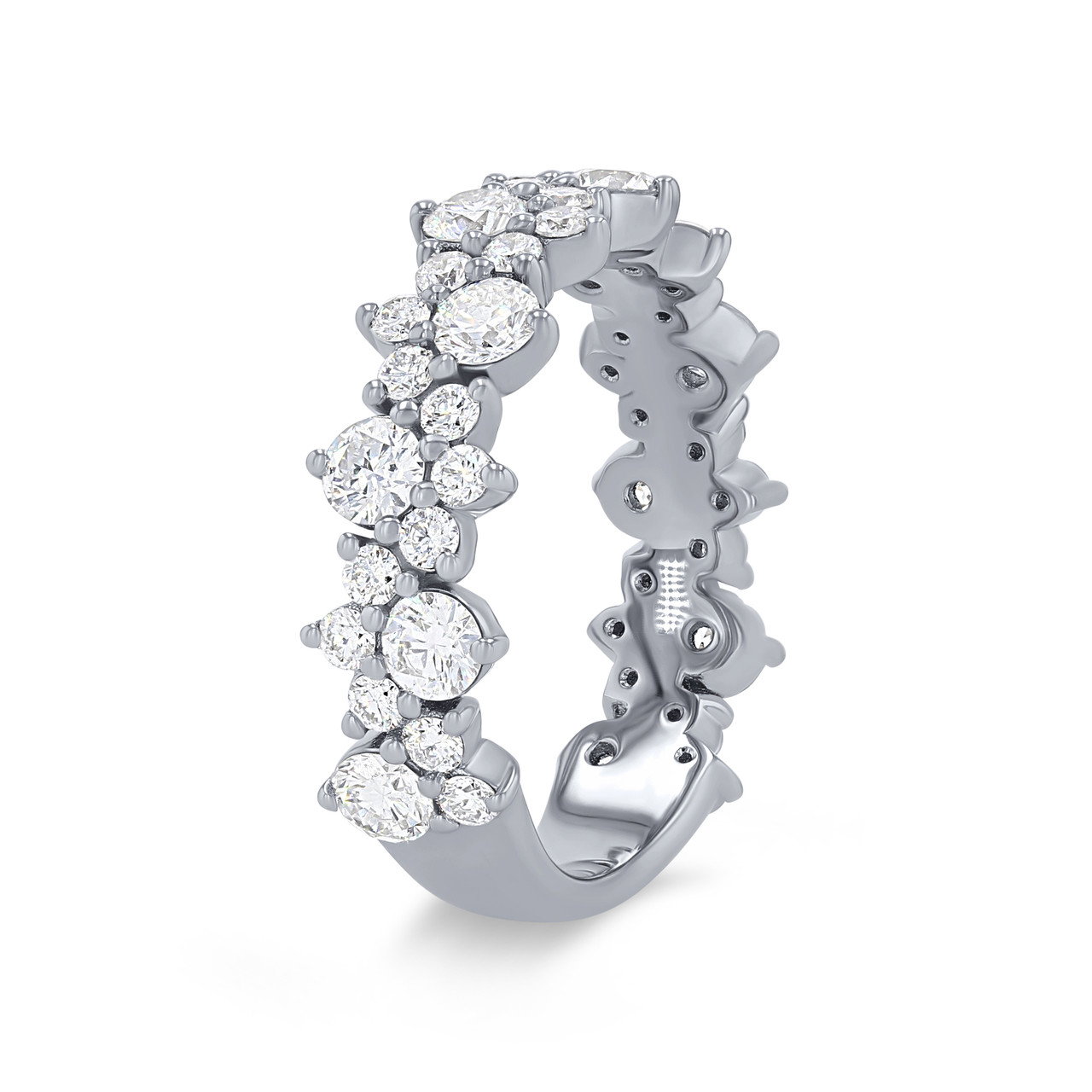 Two Row Mirrored Alternating Wedding Band
