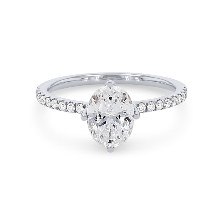 Kite Prong Diamond Pave Engagement Setting In White Gold 14K