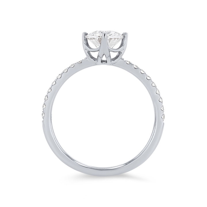 Kite Prong Diamond Pave Engagement Setting In White Gold 14K