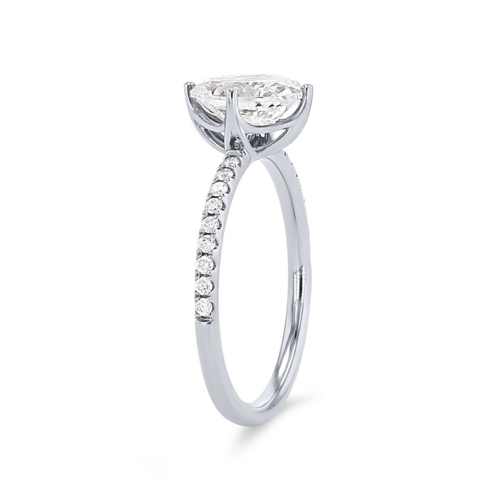 Kite Prong Diamond Pave Engagement Setting In White Gold 14K