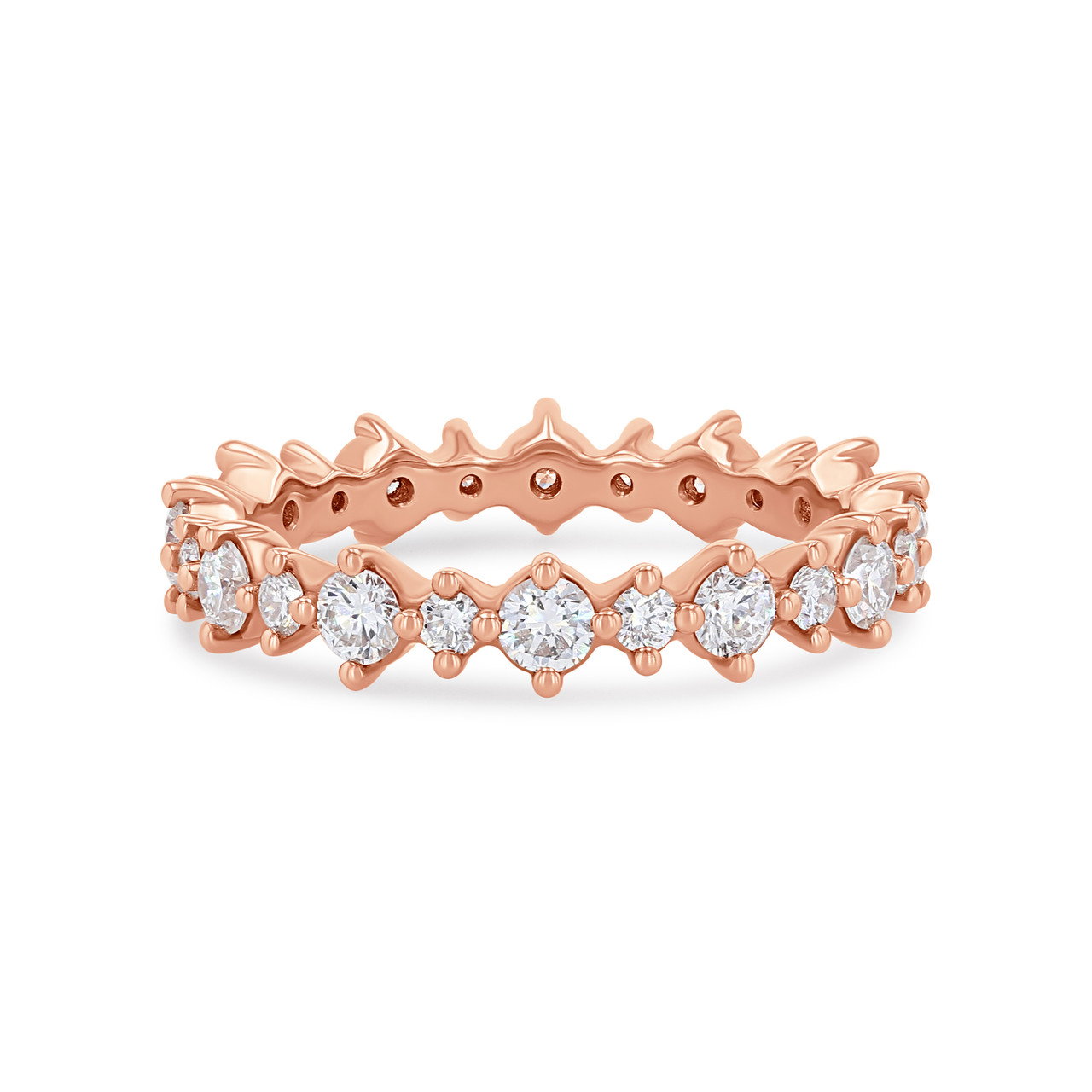 Alternating Diamond Kite Prong Eternity Wedding Band 0