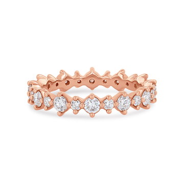 Alternating Diamond Kite Prong Eternity Wedding Band In White Gold 14K