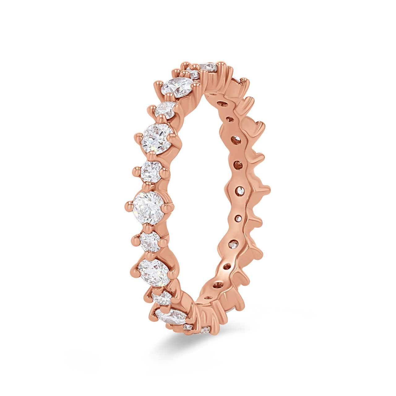 Alternating Diamond Kite Prong Eternity Wedding Band 1