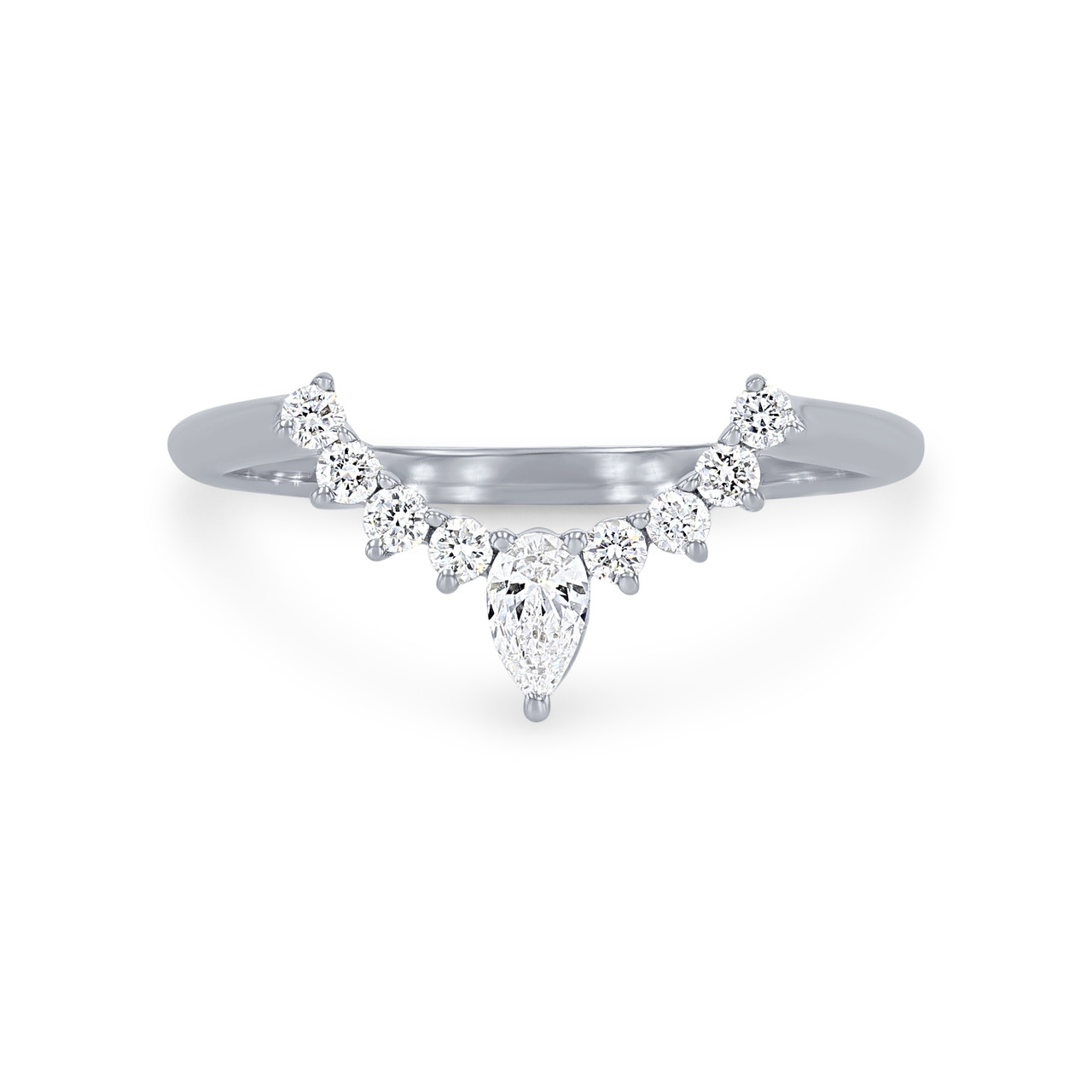 Contour Pear and Round Diamond Wedding Band