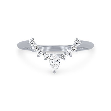 Contour Pear and Round Diamond Wedding Band In White Gold 14K