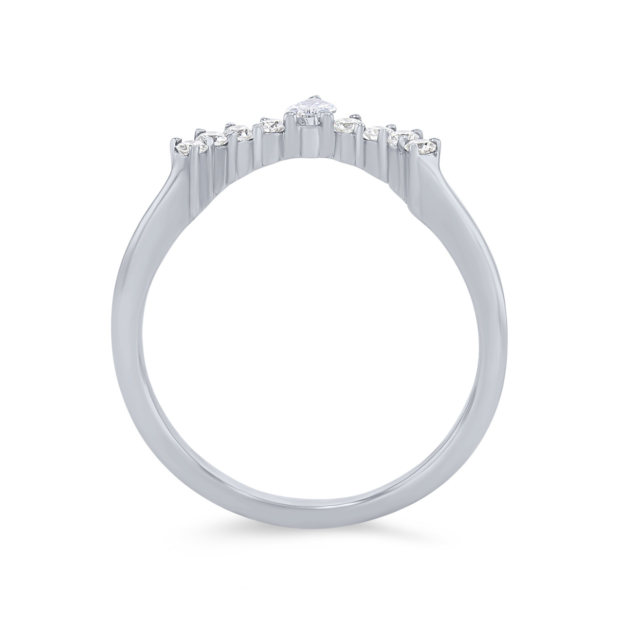 Contour Pear and Round Diamond Wedding Band