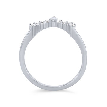 Contour Pear and Round Diamond Wedding Band In White Gold 14K