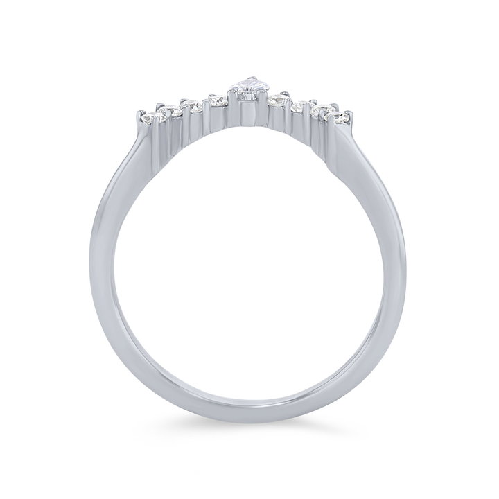 Contour Pear and Round Diamond Wedding Band In White Gold 14K