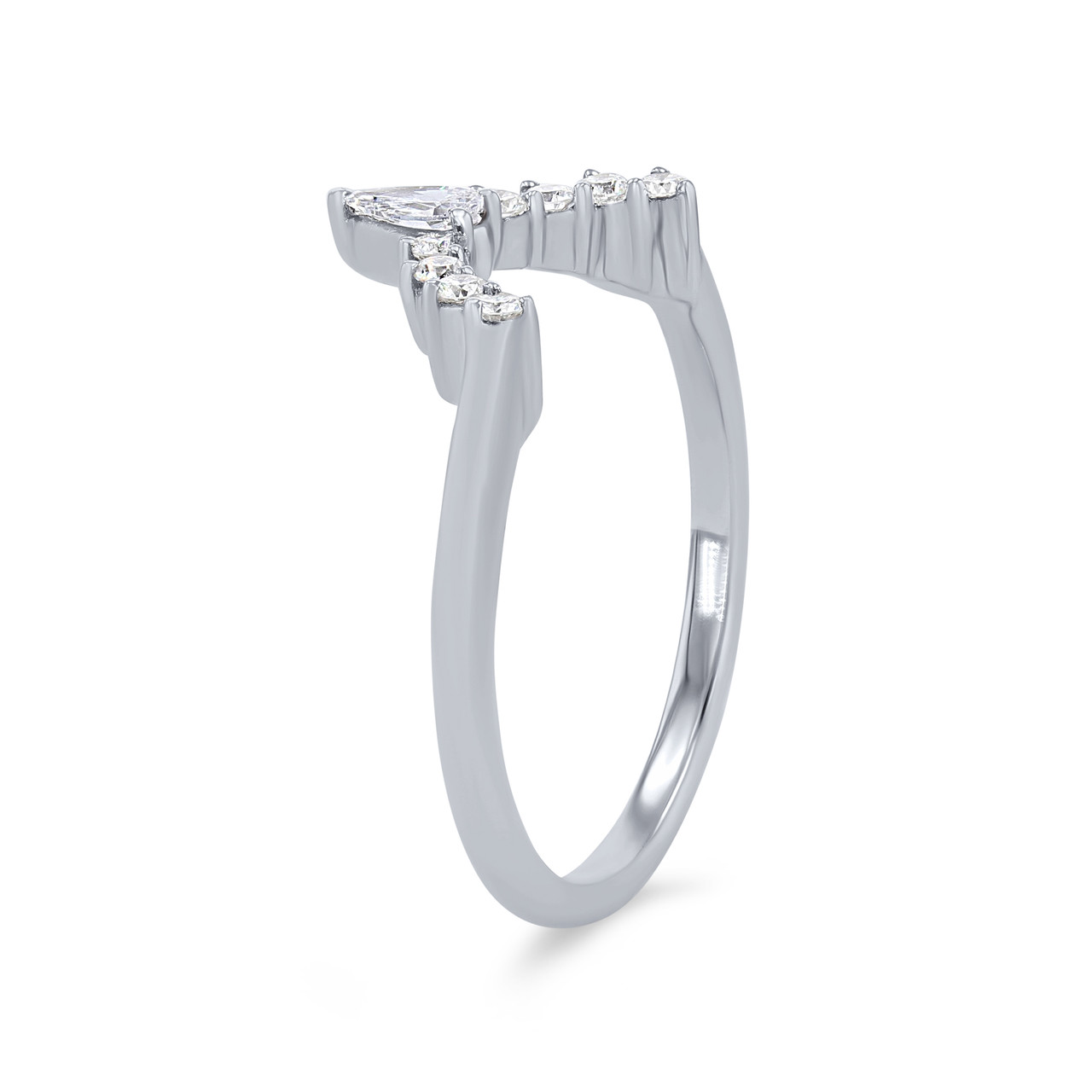 Contour Pear and Round Diamond Wedding Band