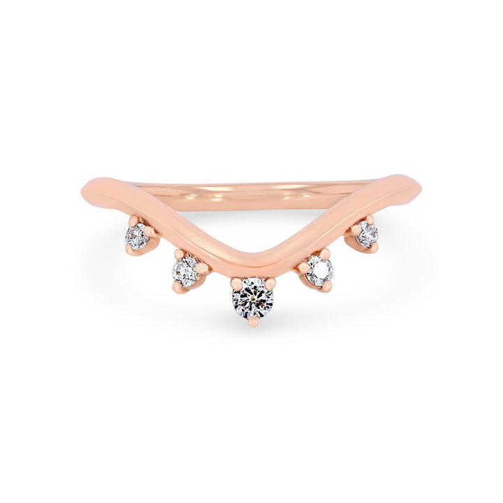 Contour Scatter Graduated Diamond Wedding Band In White Gold 14K