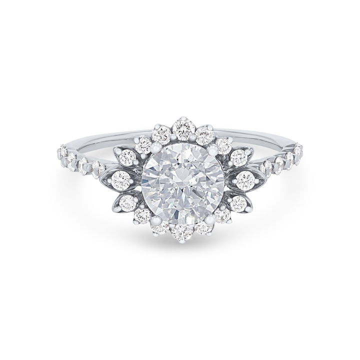 Platinum Floral Halo Engagement Setting