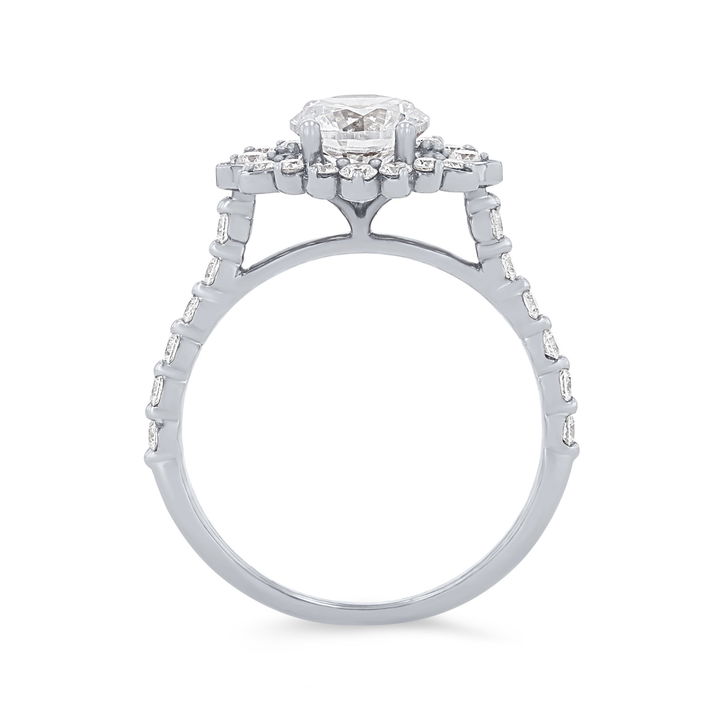 Platinum Floral Halo Engagement Setting