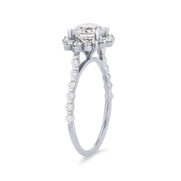 Platinum Floral Halo Engagement Setting